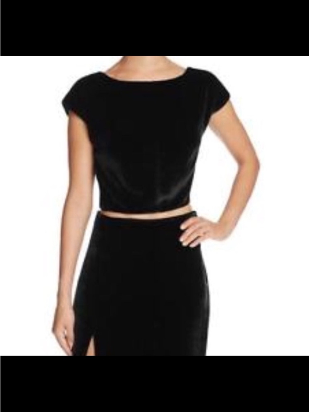Kendall + Kylie Black Velvet Knot Top